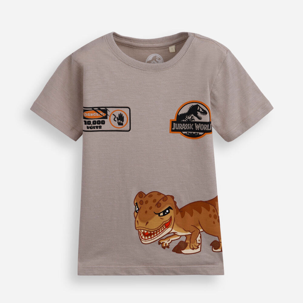 Camiseta infantil de algodão jurassic world bege Camiseta infantil de algodão jurassic world bege