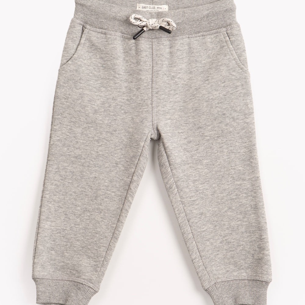 Calça de moletom infantil com cordão cinza mescla