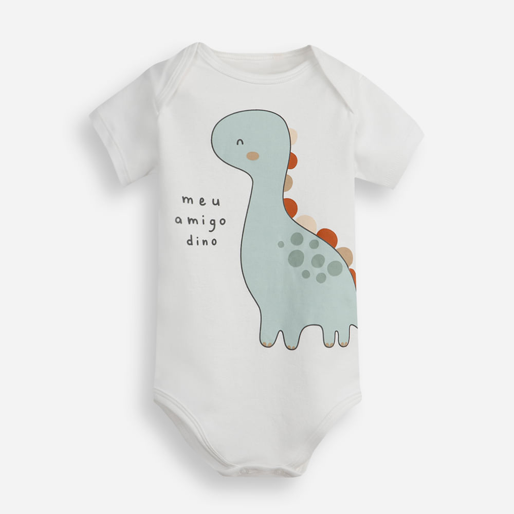 Body infantil de algodão dino off white