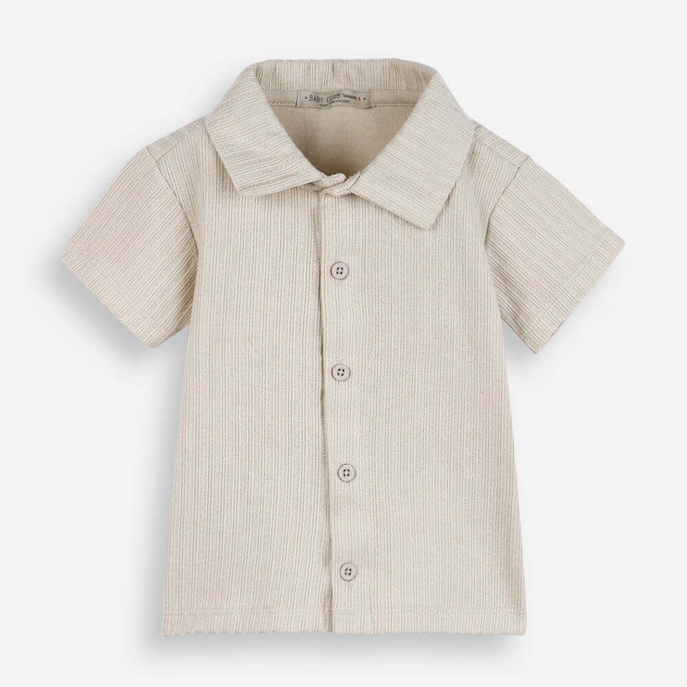 Camisa infantil de malha texturizada bege
