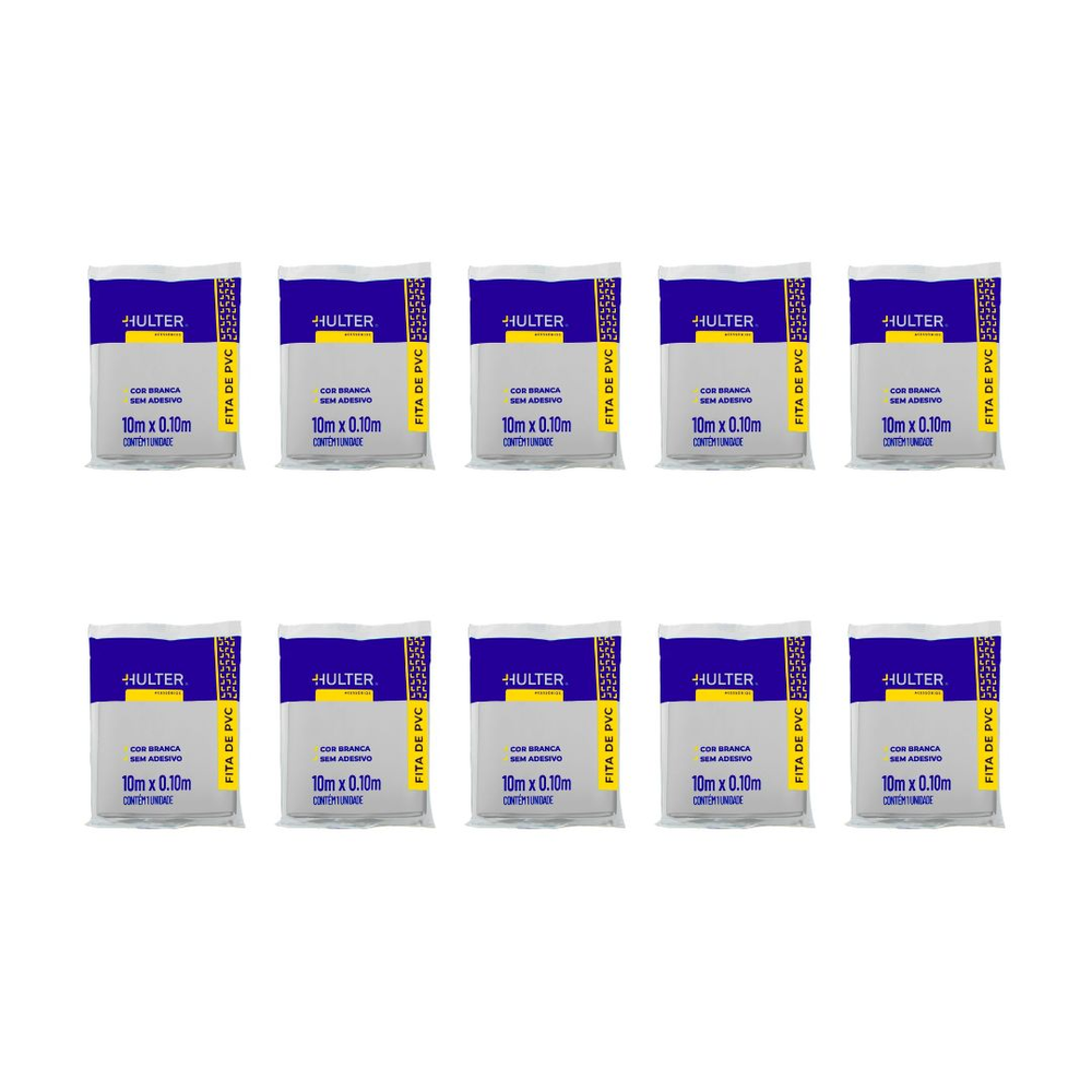 Kit 10 Unidades Fita PVC Sem Adesivo Branca Hulter 100x10m Kit 10 Unidades Fita PVC Sem Adesivo Branca Hulter 100x10m