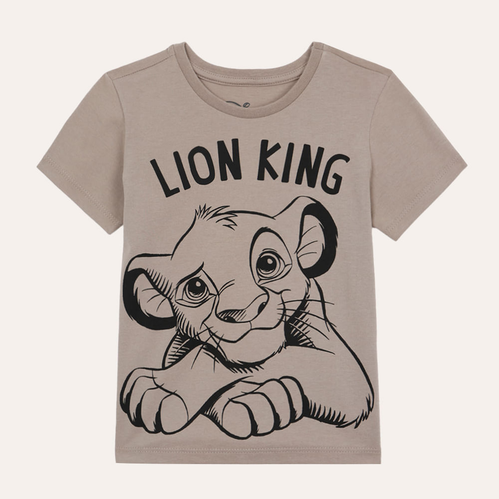 Camiseta infantil de algodão simba bege