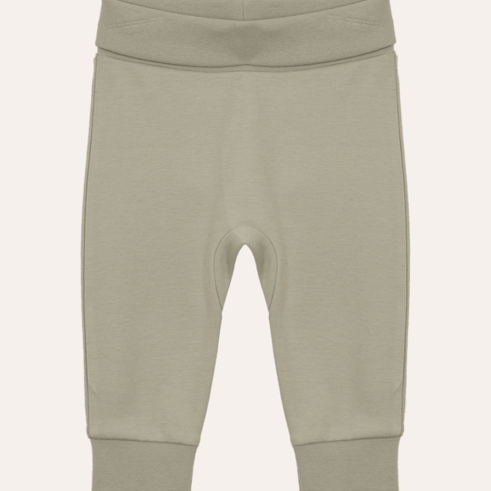 Calça saruel infantil de algodão peruano cós e barra dobrável verde Calça saruel infantil de algodão peruano cós e barra dobrável verde