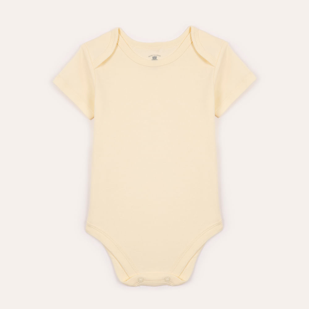 Body de algodão infantil manga curta amarelo Body de algodão infantil manga curta amarelo