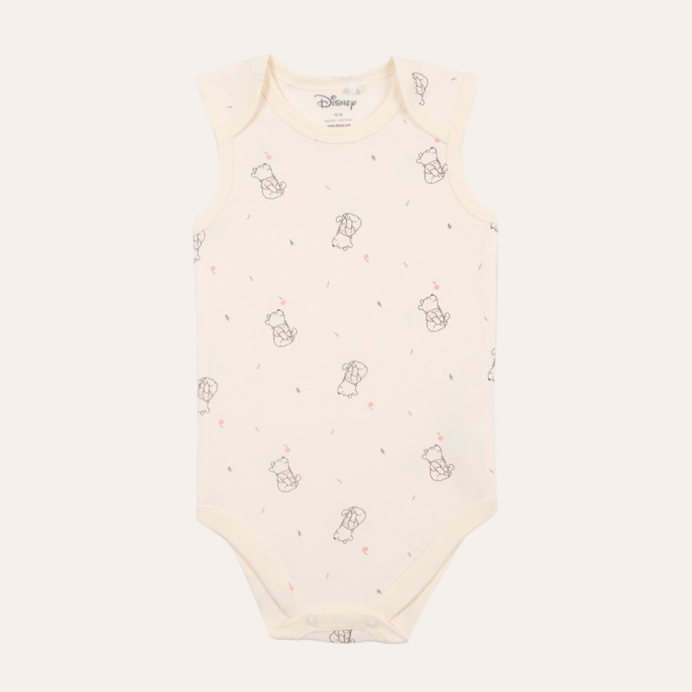 Body de algodão infantil ursinho pooh off white Body de algodão infantil ursinho pooh off white