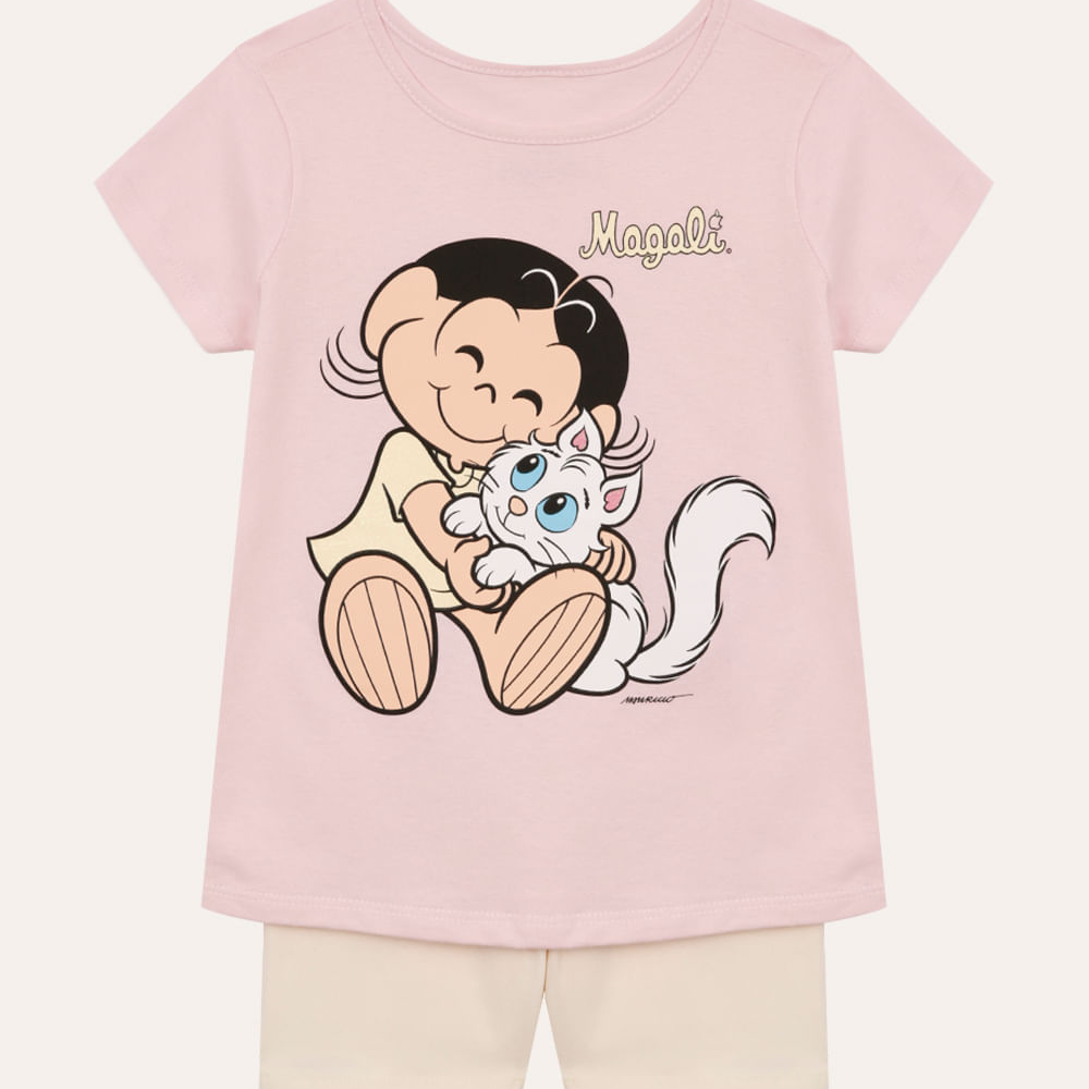 Conjunto de algodão infantil magali rosa Conjunto de algodão infantil magali rosa