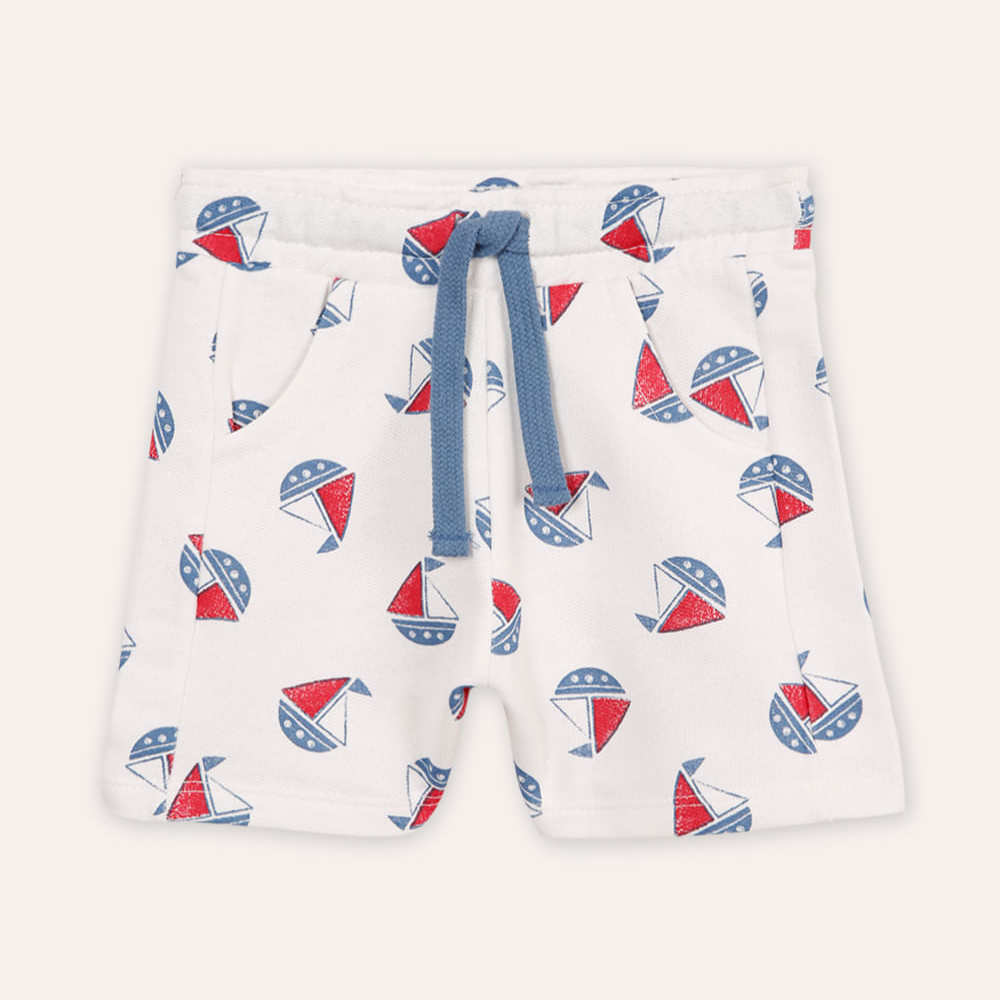 Short de algodão infantil barquinho off white Short de algodão infantil barquinho off white