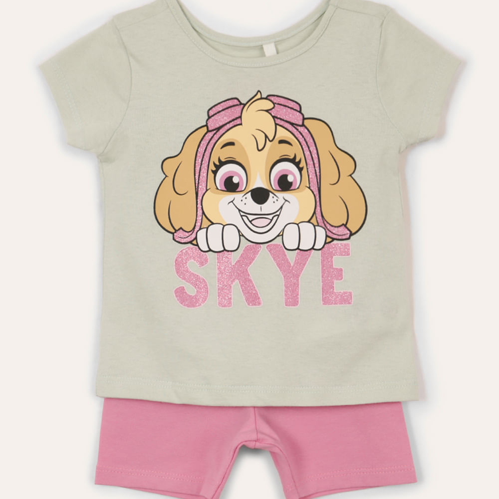 Conjunto de algodão infantil patrulha canina verde Conjunto de algodão infantil patrulha canina verde