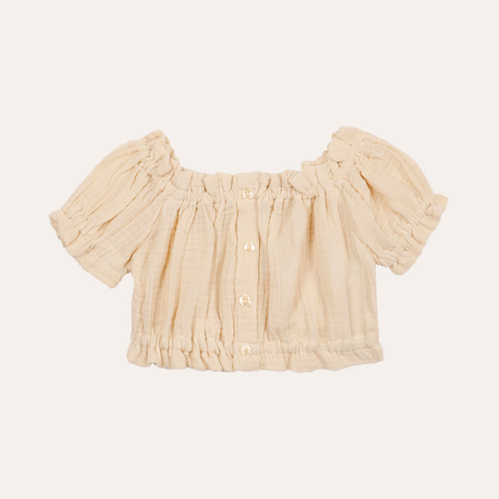 Cropped infantil de algodão texturizado bege Cropped infantil de algodão texturizado bege