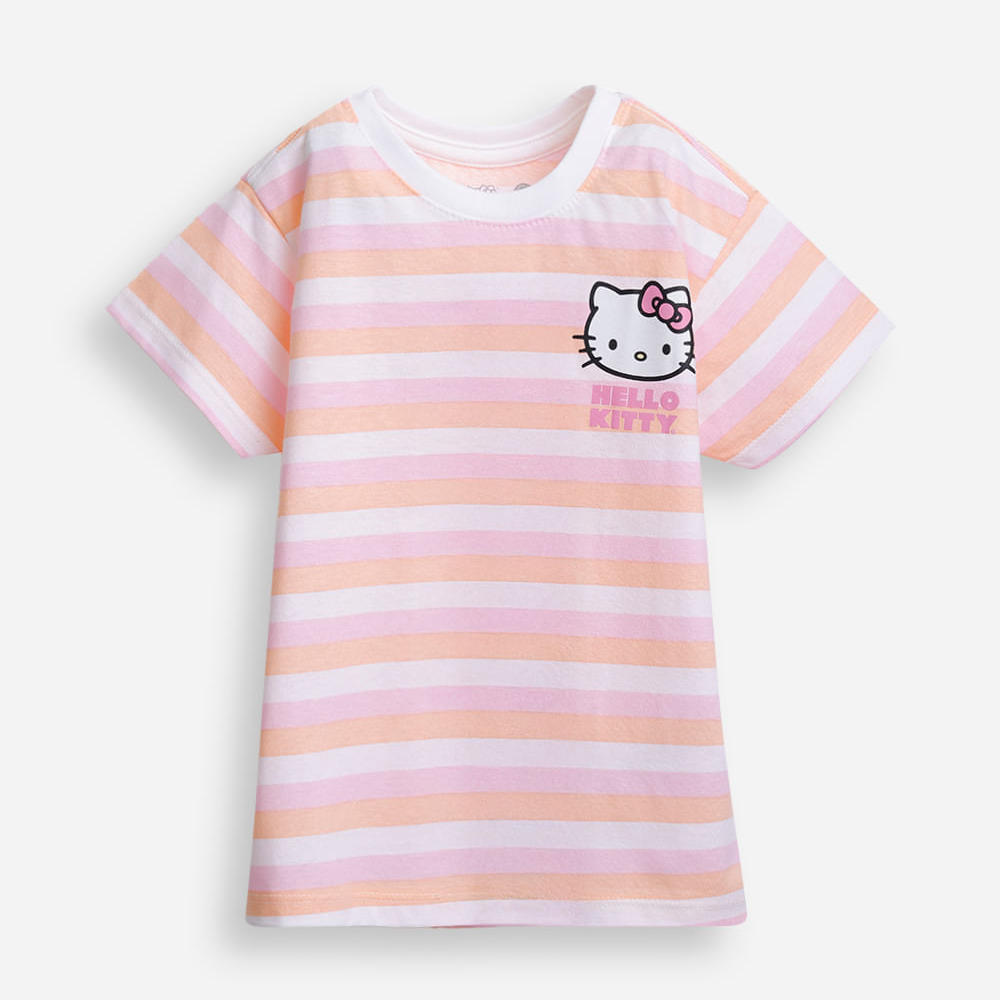 Camiseta infantil listra hello kitty colorido Camiseta infantil listra hello kitty colorido