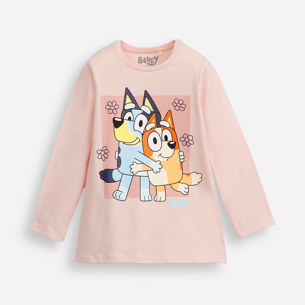 Blusa de algodão infantil manga longa bluey rosa Blusa de algodão infantil manga longa bluey rosa