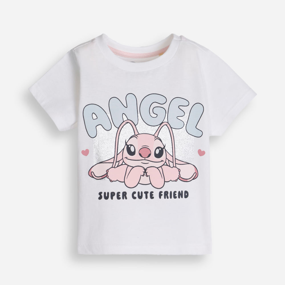 Camiseta de algodão infantil manga curta angel off white Camiseta de algodão infantil manga curta angel off white