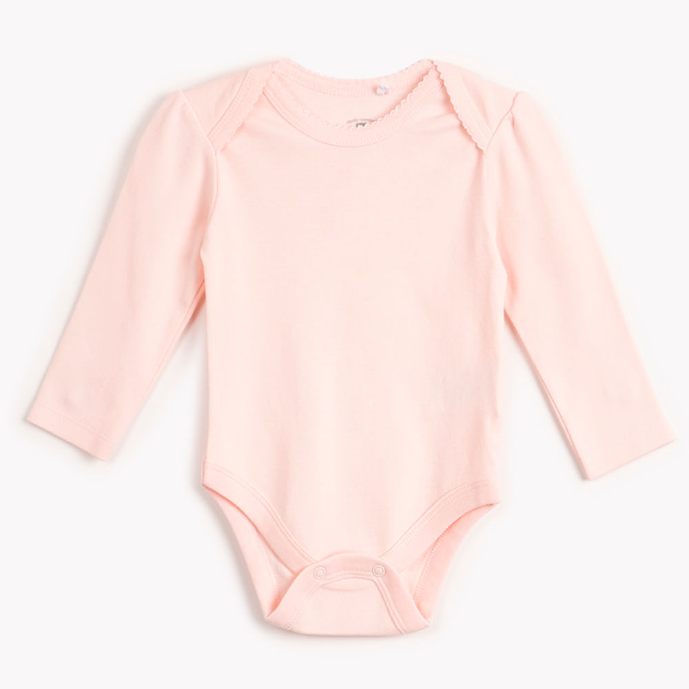 Body de algodão infantil manga longa rosa claro Body de algodão infantil manga longa rosa claro