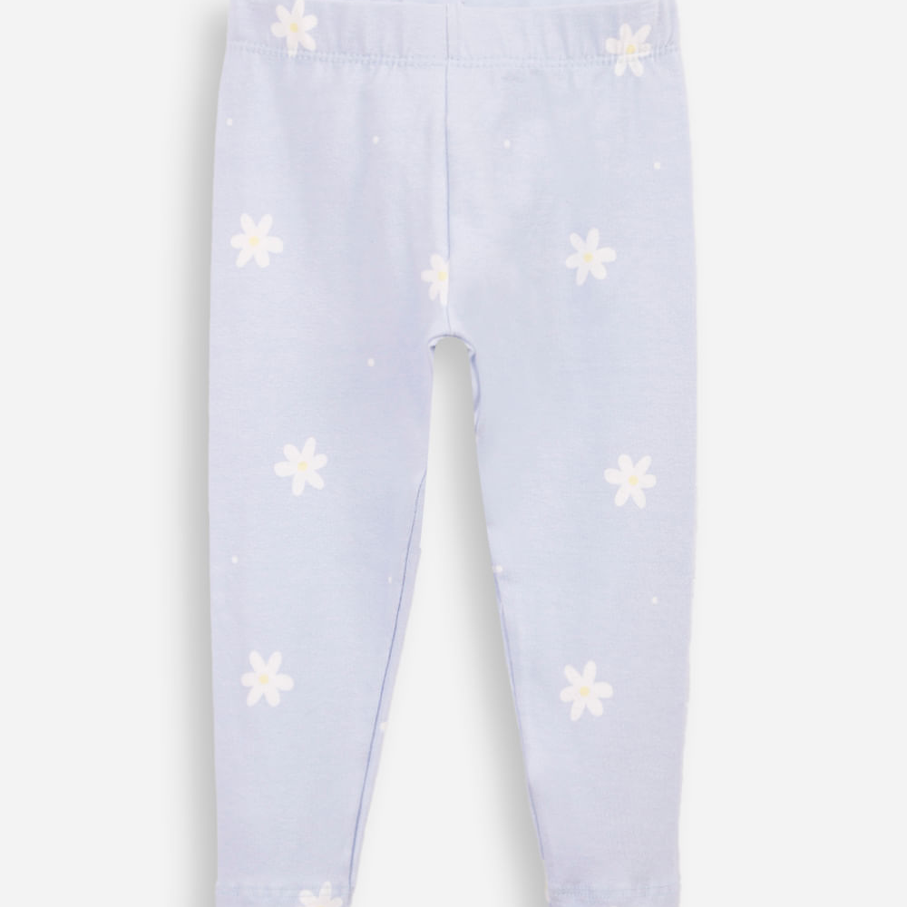 Calça legging infantil cotton floral azul Calça legging infantil cotton floral azul