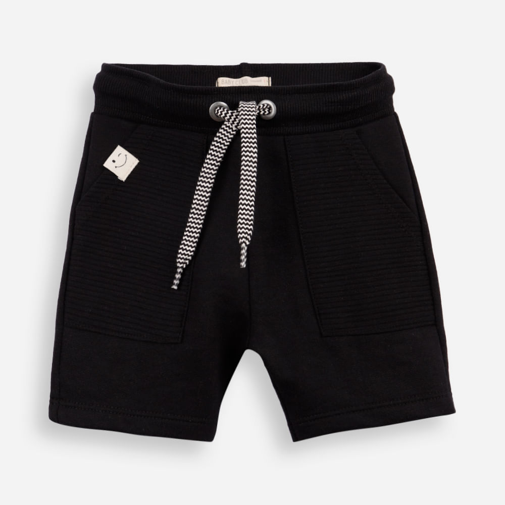 Short de moletom infantil com cordão preto Short de moletom infantil com cordão preto