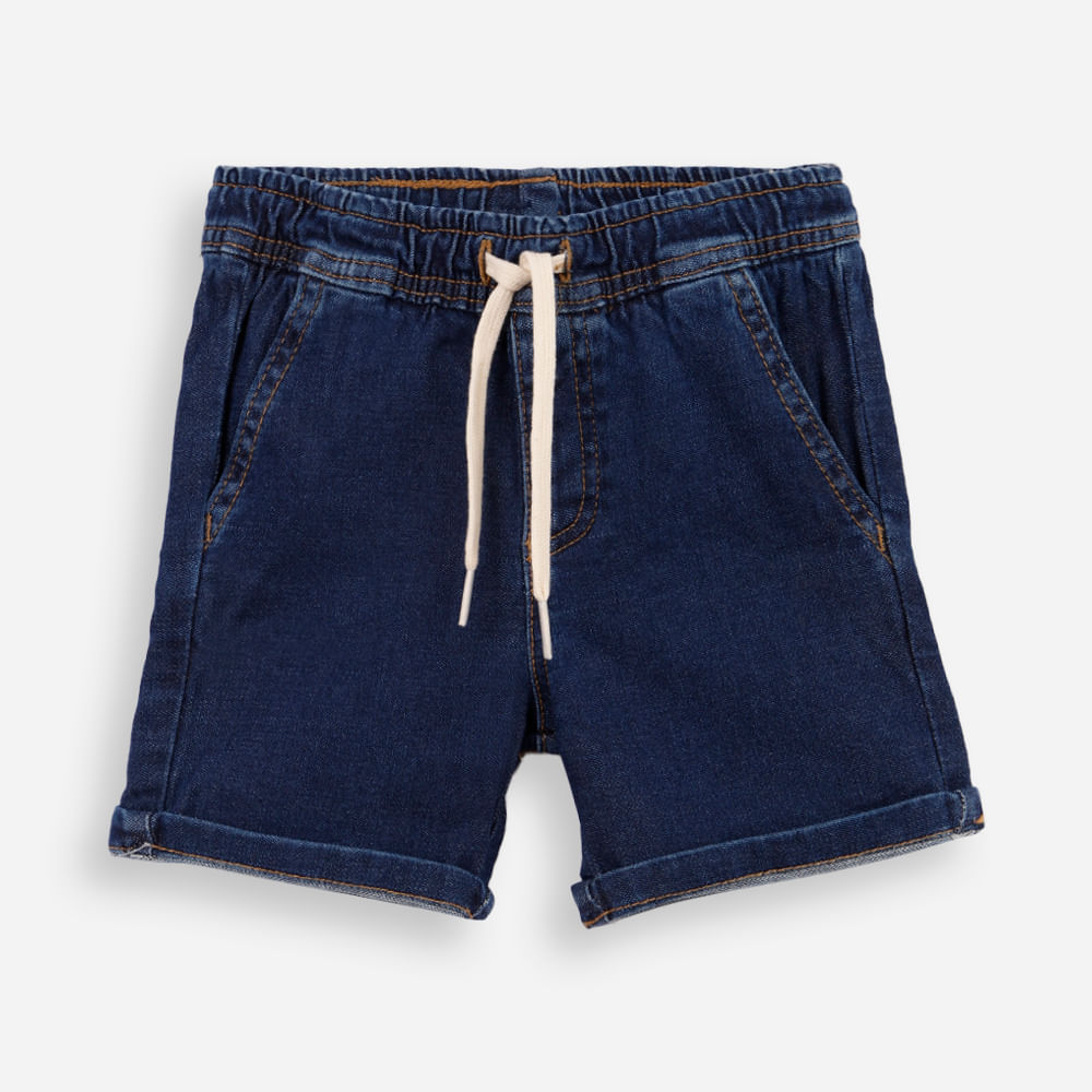 Bermuda infantil malha denim azul Bermuda infantil malha denim azul