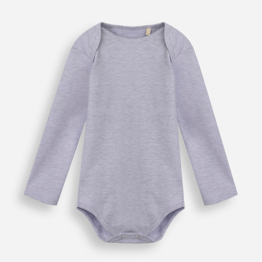 Body infantil de algodão manga longa cinza Body infantil de algodão manga longa cinza
