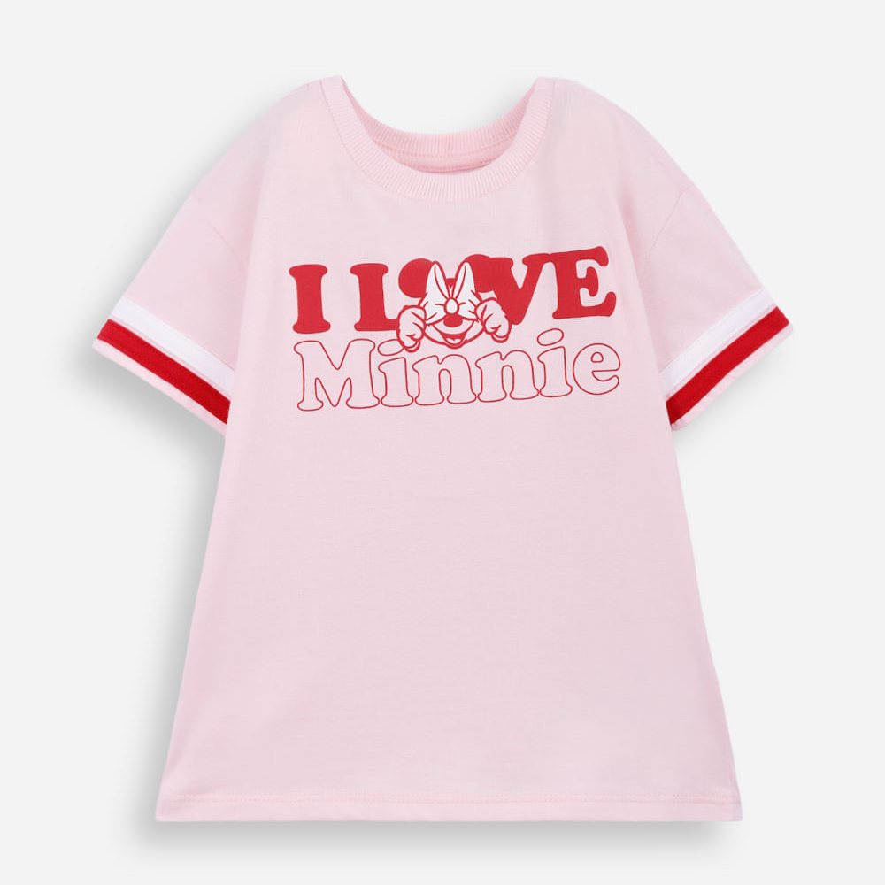 Camiseta infantil de algodão minnie com listras rosa Camiseta infantil de algodão minnie com listras rosa