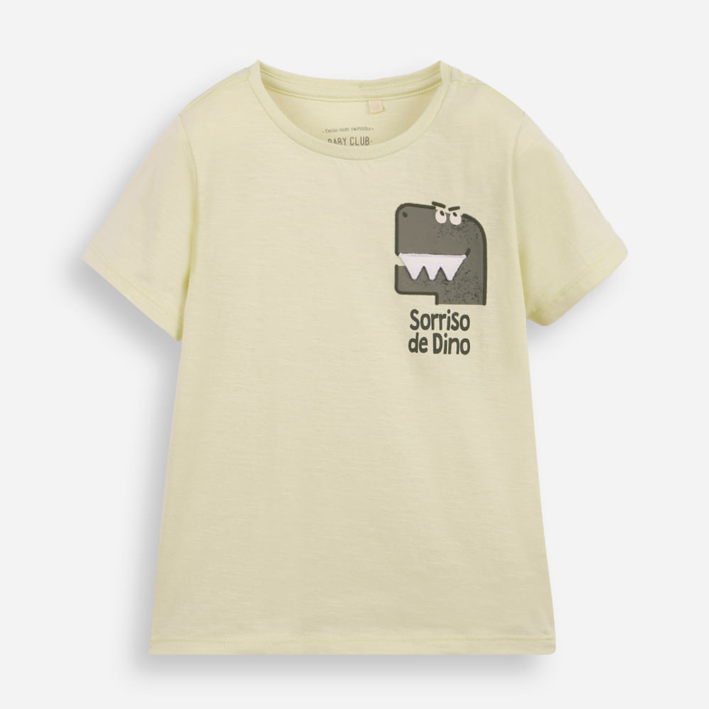 Camiseta infantil estampa interativo dino verde Camiseta infantil estampa interativo dino verde