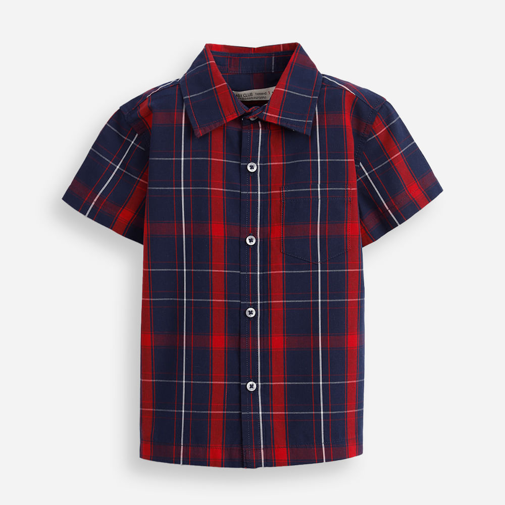 Camisa infantil manga curta xadrez vermelha Camisa infantil manga curta xadrez vermelha