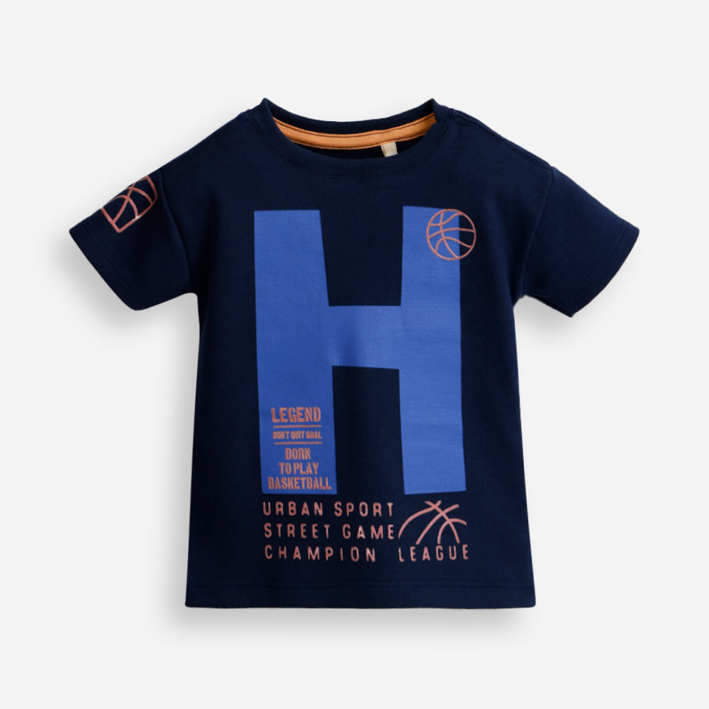 Camiseta infantil com algodão estampada azul Camiseta infantil com algodão estampada azul