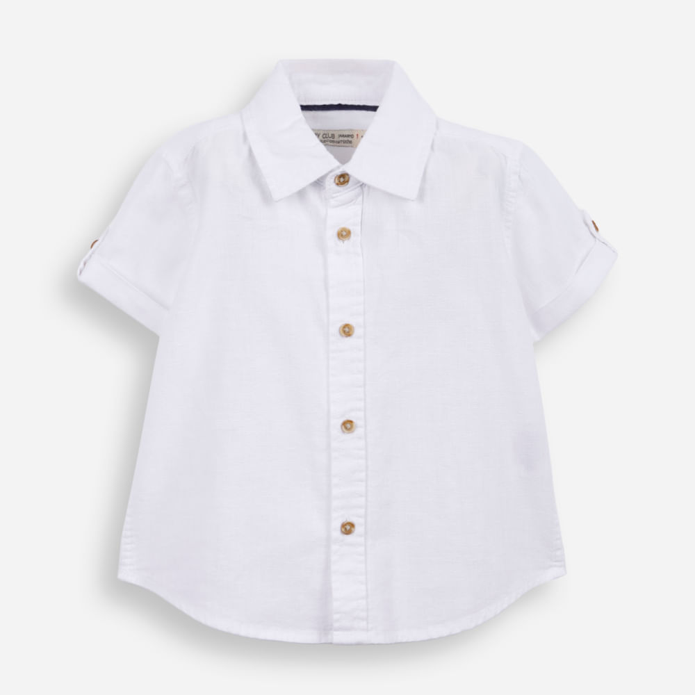 Camisa infantil de algodão manga curta off white Camisa infantil de algodão manga curta off white