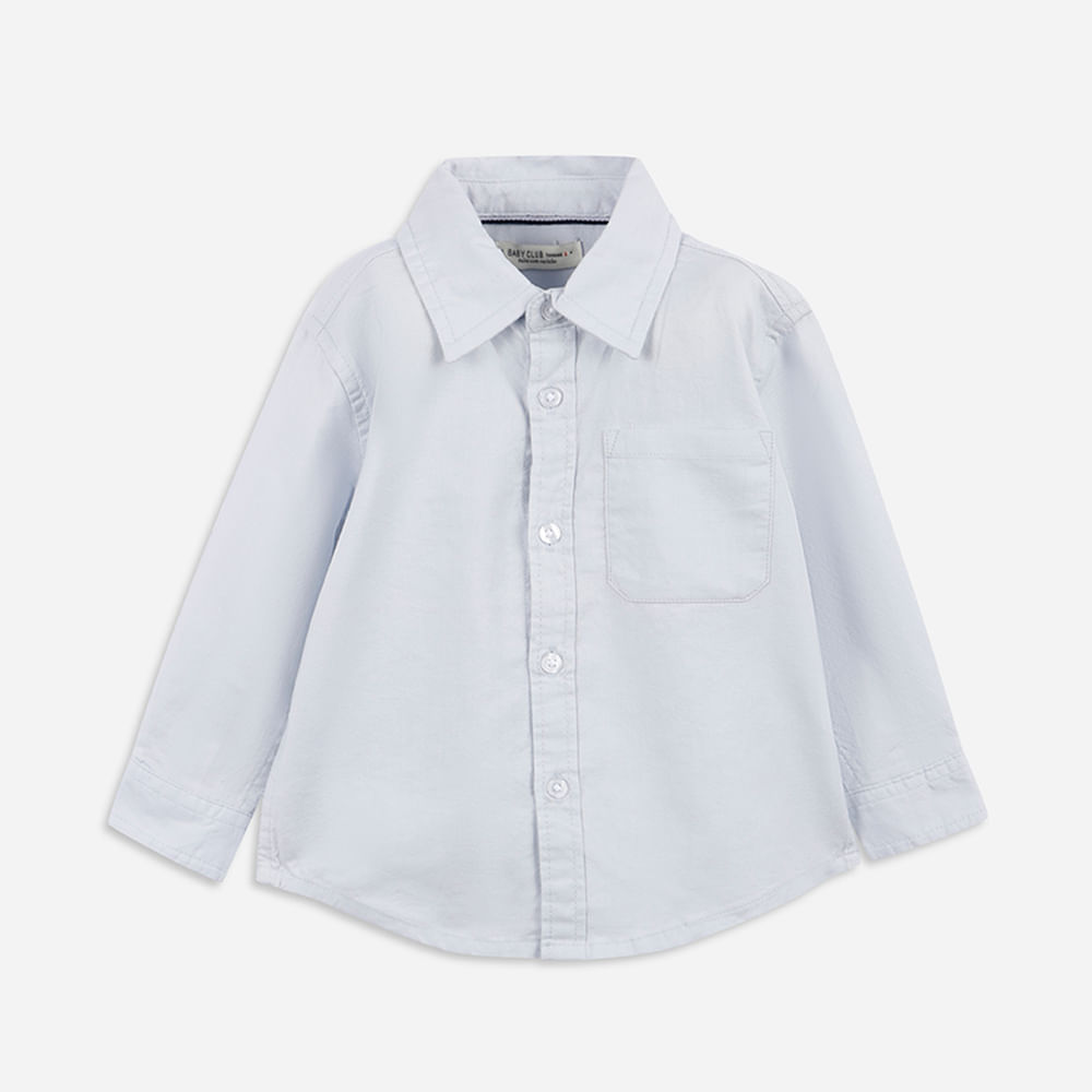 Camisa de algodão infantil manga longa azul Camisa de algodão infantil manga longa azul