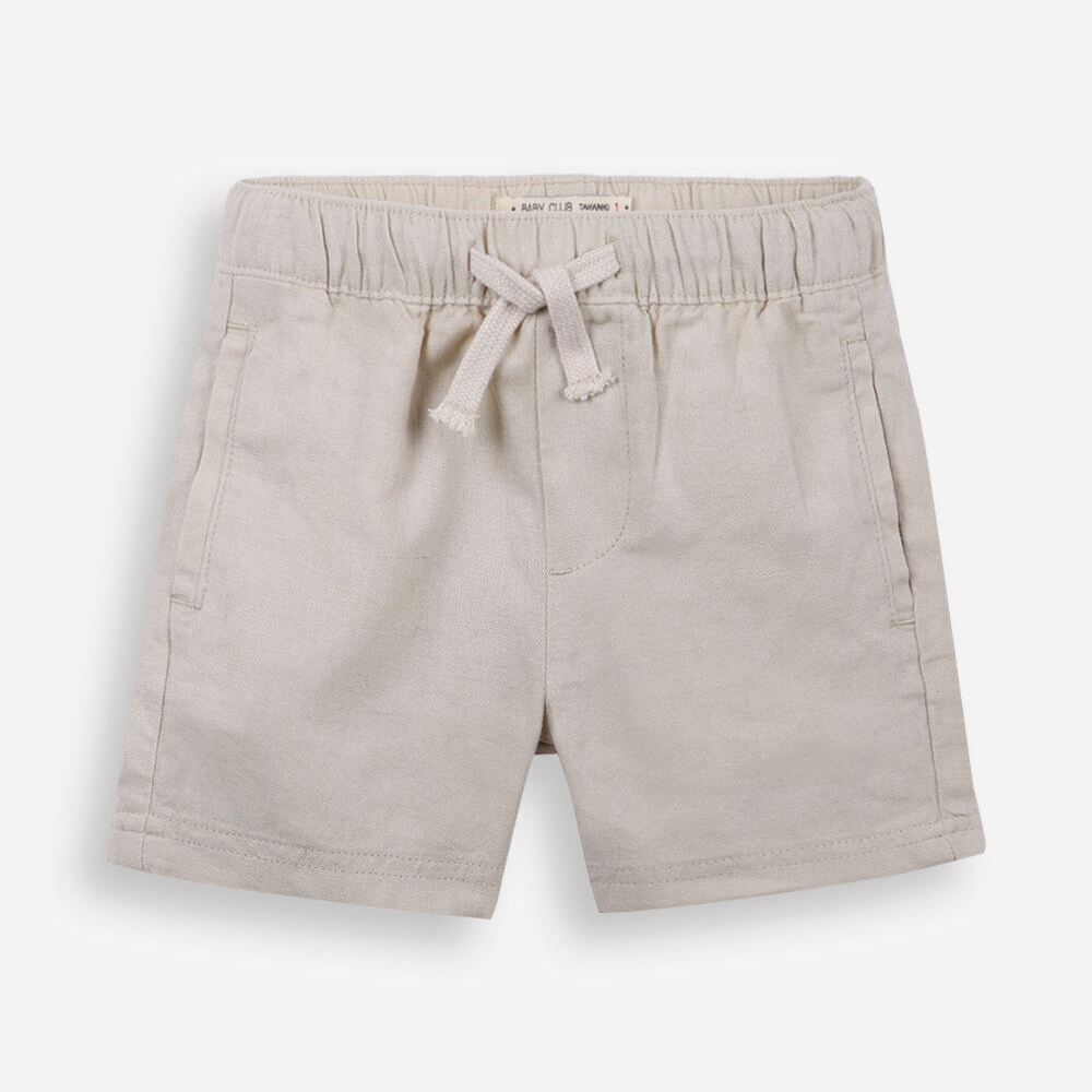 Bermuda infantil em linho e viscose bege Bermuda infantil em linho e viscose bege