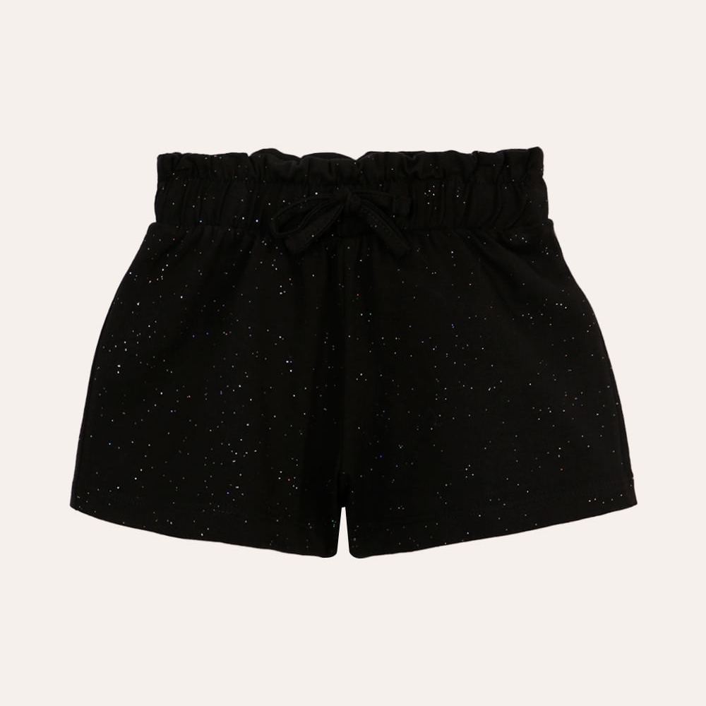 Short clochard infantil com glitter preto Short clochard infantil com glitter preto