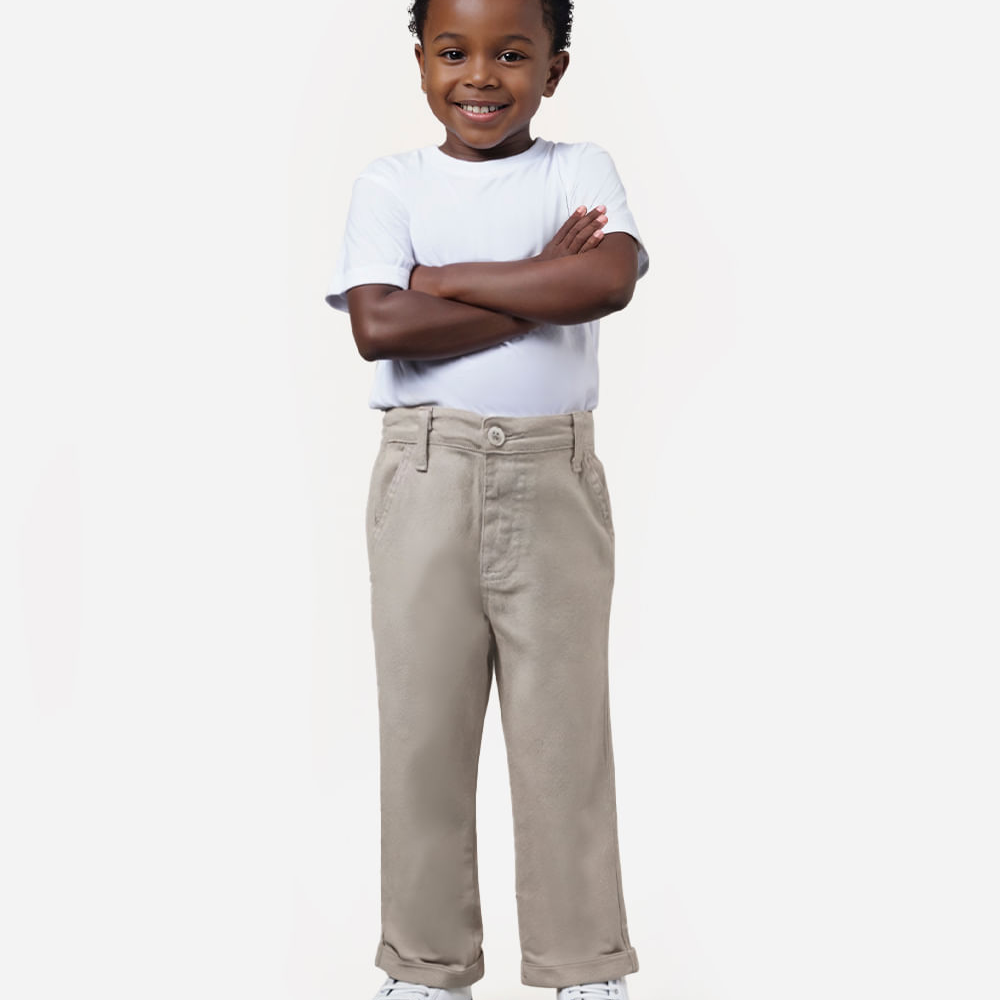Calça de sarja infantil com bolsos cinza Calça de sarja infantil com bolsos cinza