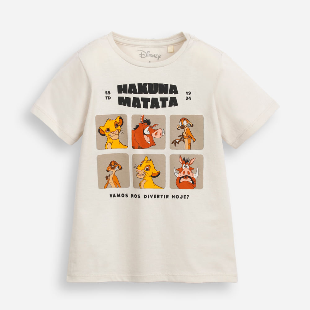 Camiseta de algodão infantil hakuna matata bege Camiseta de algodão infantil hakuna matata bege