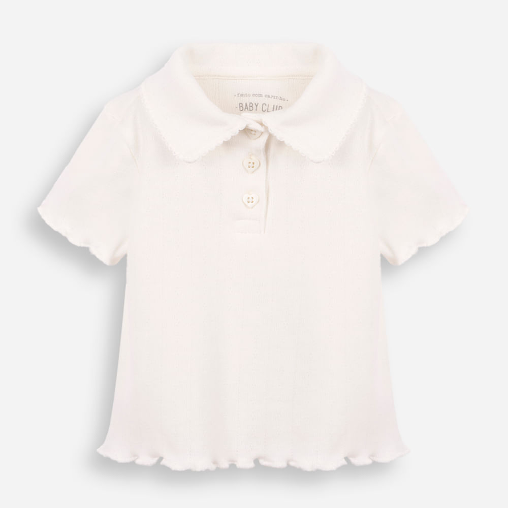 Polo infantil manga curta texturizada off white Polo infantil manga curta texturizada off white