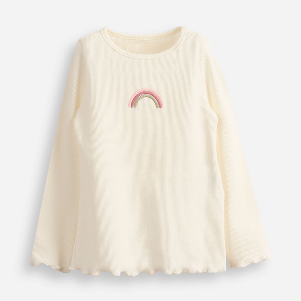 Camiseta infantil manga longa arco iris off white Camiseta infantil manga longa arco iris off white