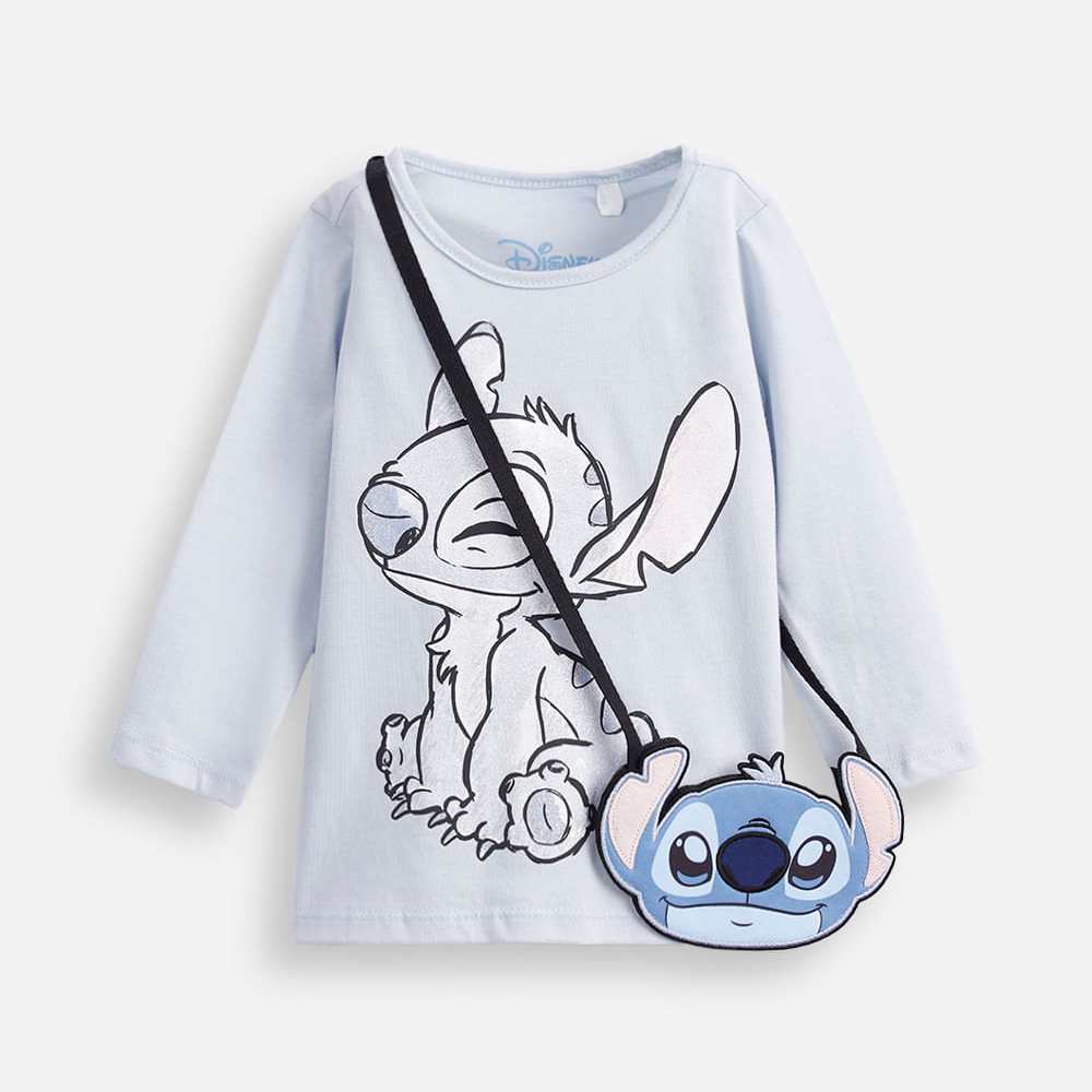 Blusa infantil manga longa stitch algodão azul Blusa infantil manga longa stitch algodão azul