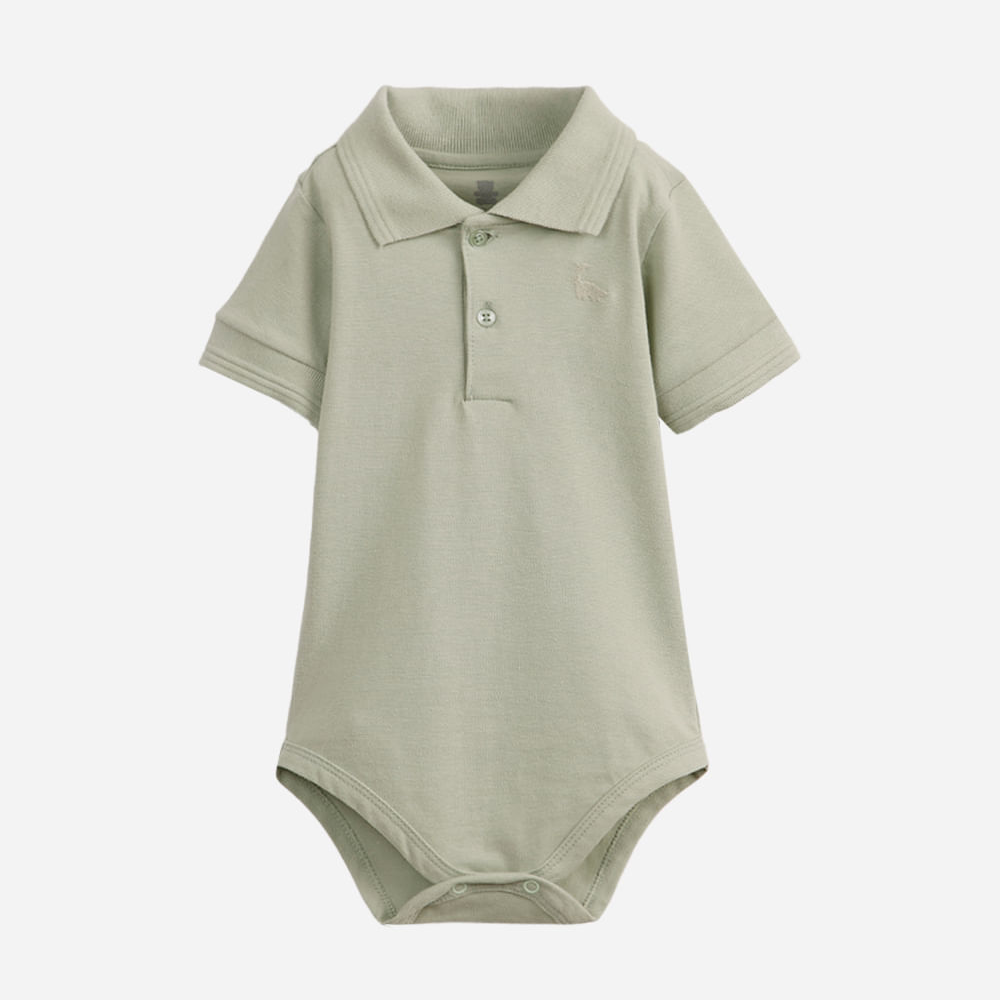 Body polo infantil de algodão manga curta verde Body polo infantil de algodão manga curta verde