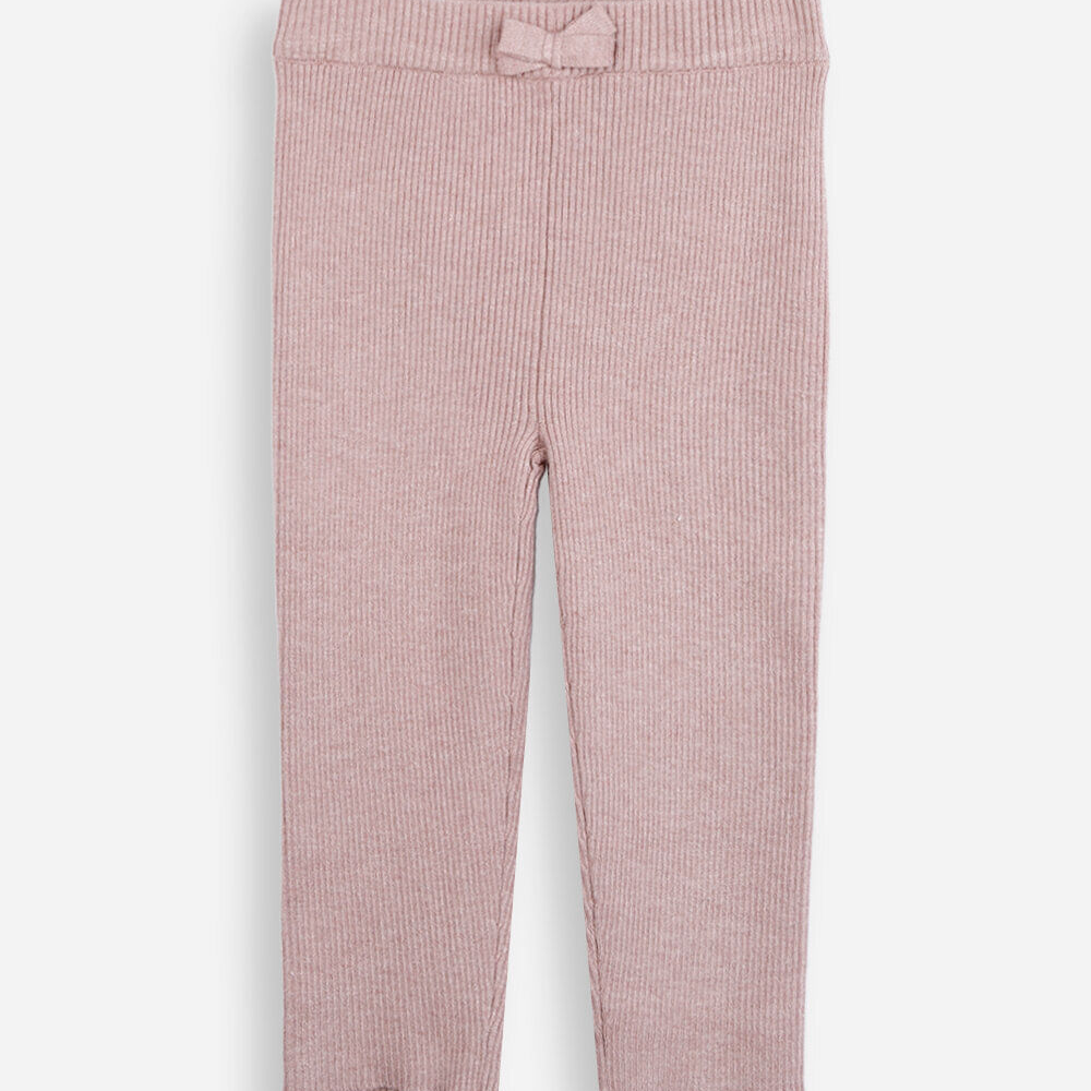 Calça infantil de tricot canelada rosa Calça infantil de tricot canelada rosa