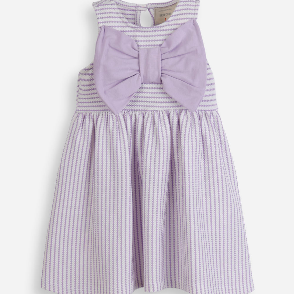 Vestido infantil laços texturizado lilás Vestido infantil laços texturizado lilás