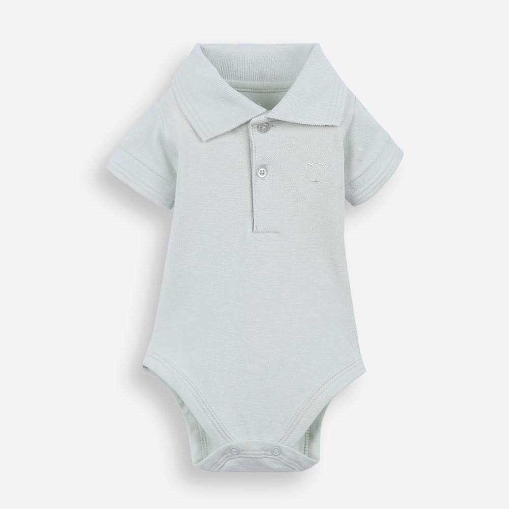 Body polo infantil de algodão manga curta com bordado verde Body polo infantil de algodão manga curta com bordado verde