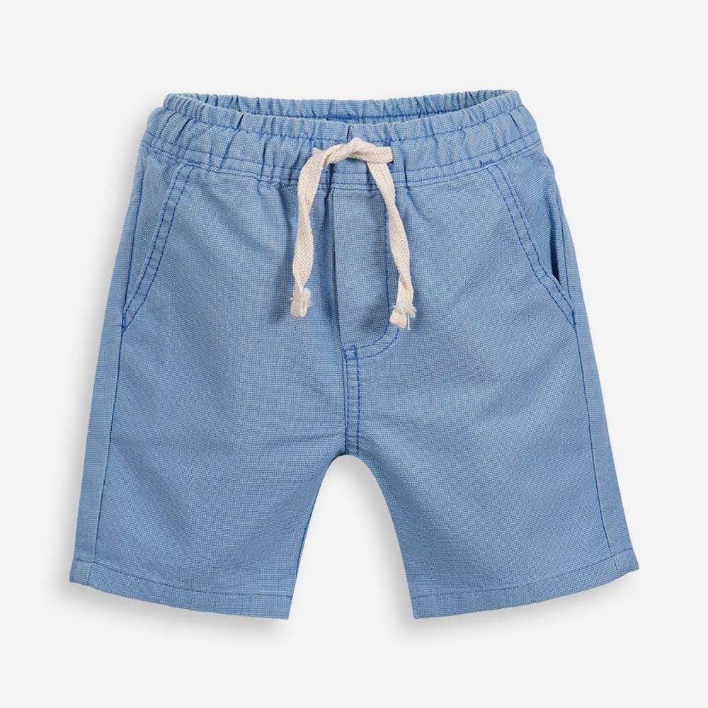 Bermuda reta infantil de sarja cós elástico azul Bermuda reta infantil de sarja cós elástico azul