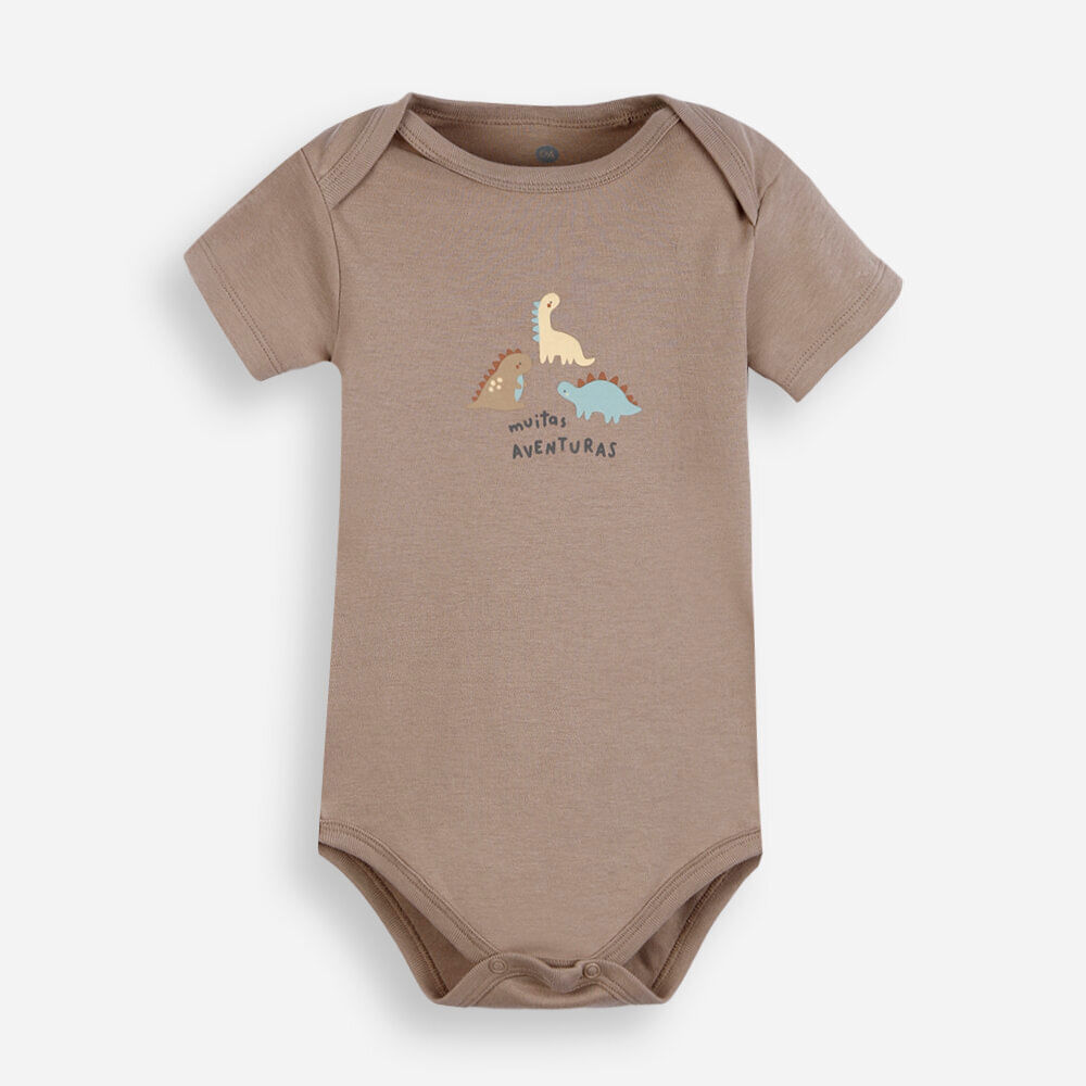 Body infantil de algodão muitas aventuras marrom Body infantil de algodão muitas aventuras marrom