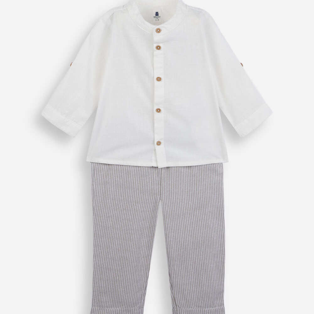 Conjunto longo infantil de algodão off white Conjunto longo infantil de algodão off white