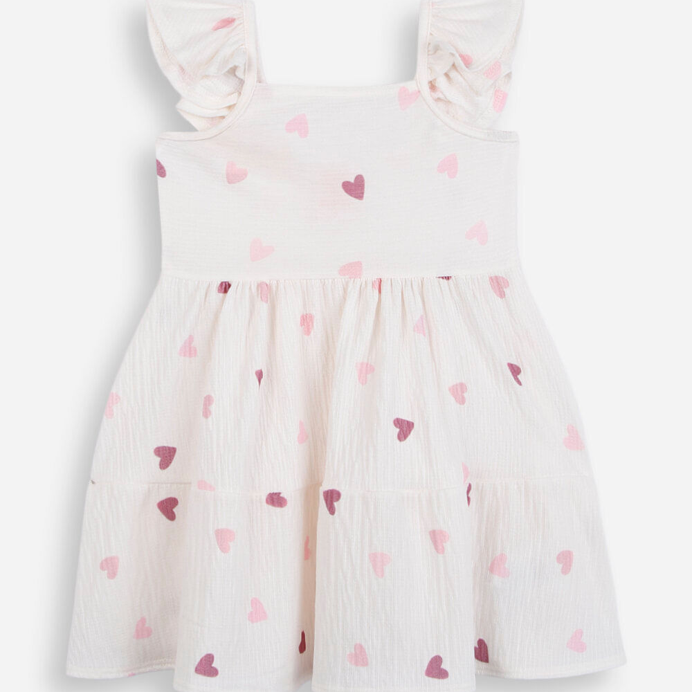 Vestido midi infantil coração texturizado off white Vestido midi infantil coração texturizado off white
