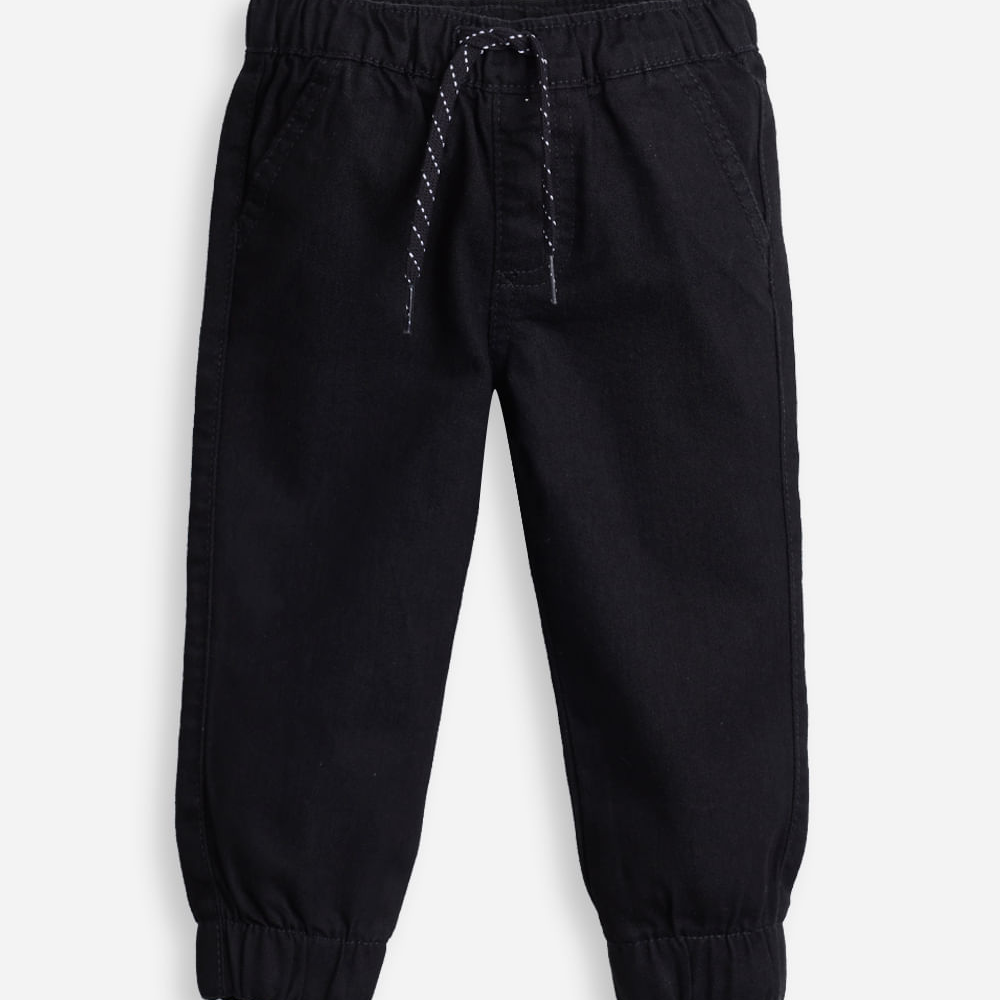 Calça infantil sarja jogger preta Calça infantil sarja jogger preta
