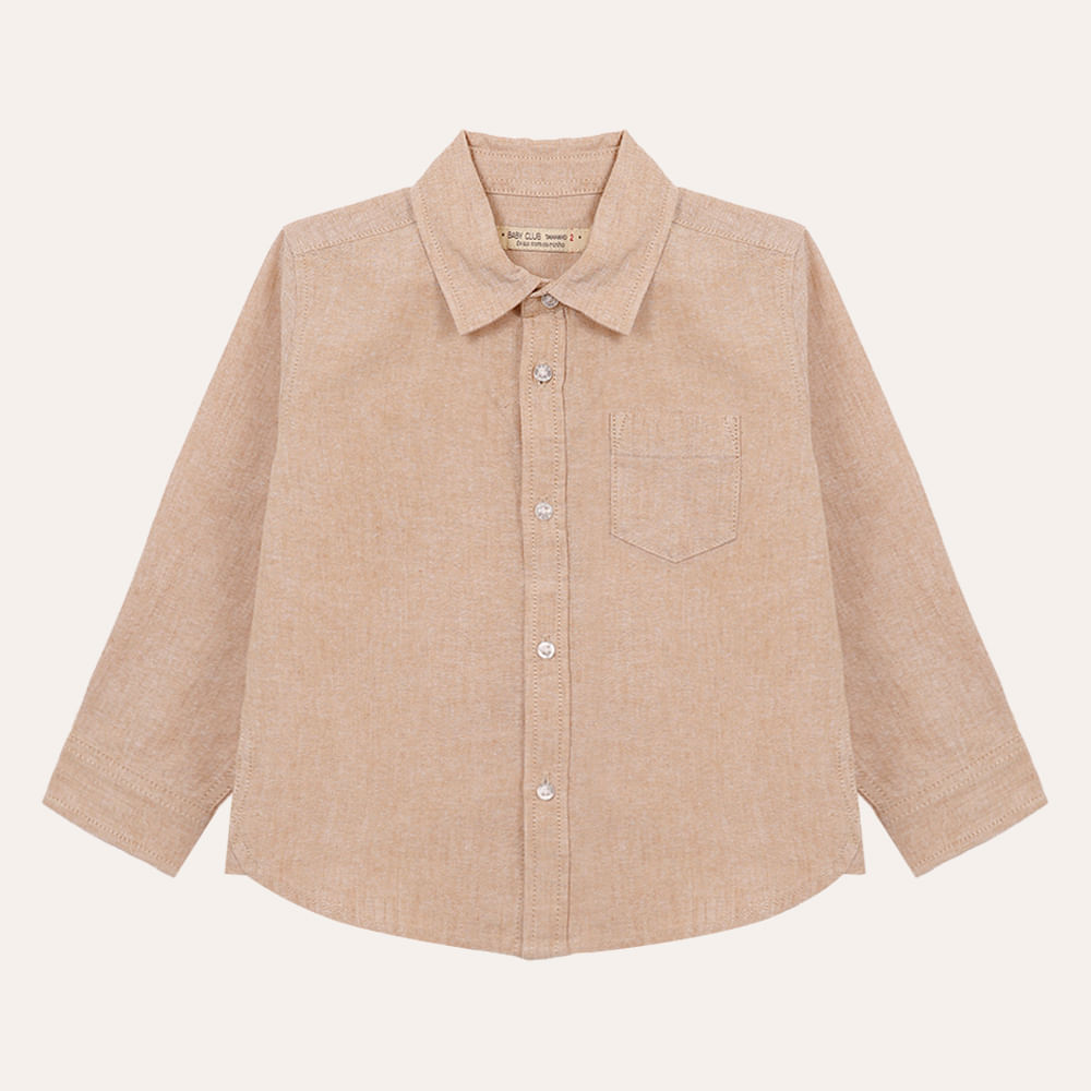 Camisa com linho infantil bege Camisa com linho infantil bege
