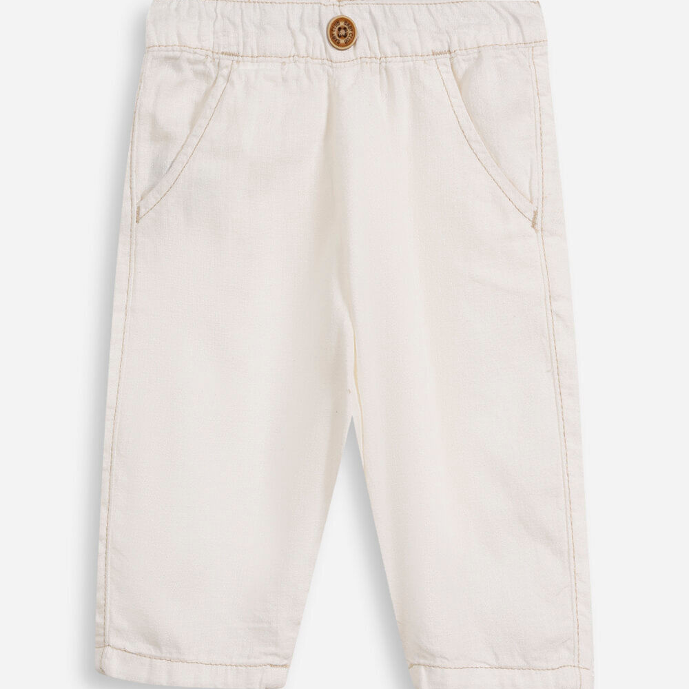 Calça infantil de sarja cós elástico off white Calça infantil de sarja cós elástico off white