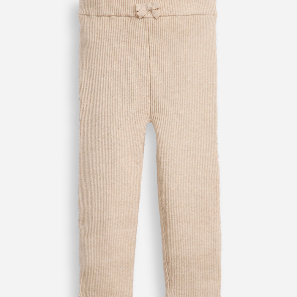 Calça legging infantil de tricot canelada bege Calça legging infantil de tricot canelada bege
