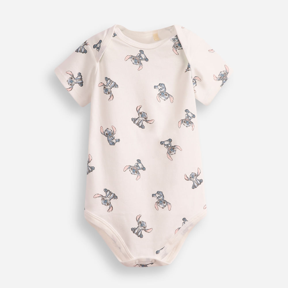 Body infantil de algodão manga curta stitch off white Body infantil de algodão manga curta stitch off white