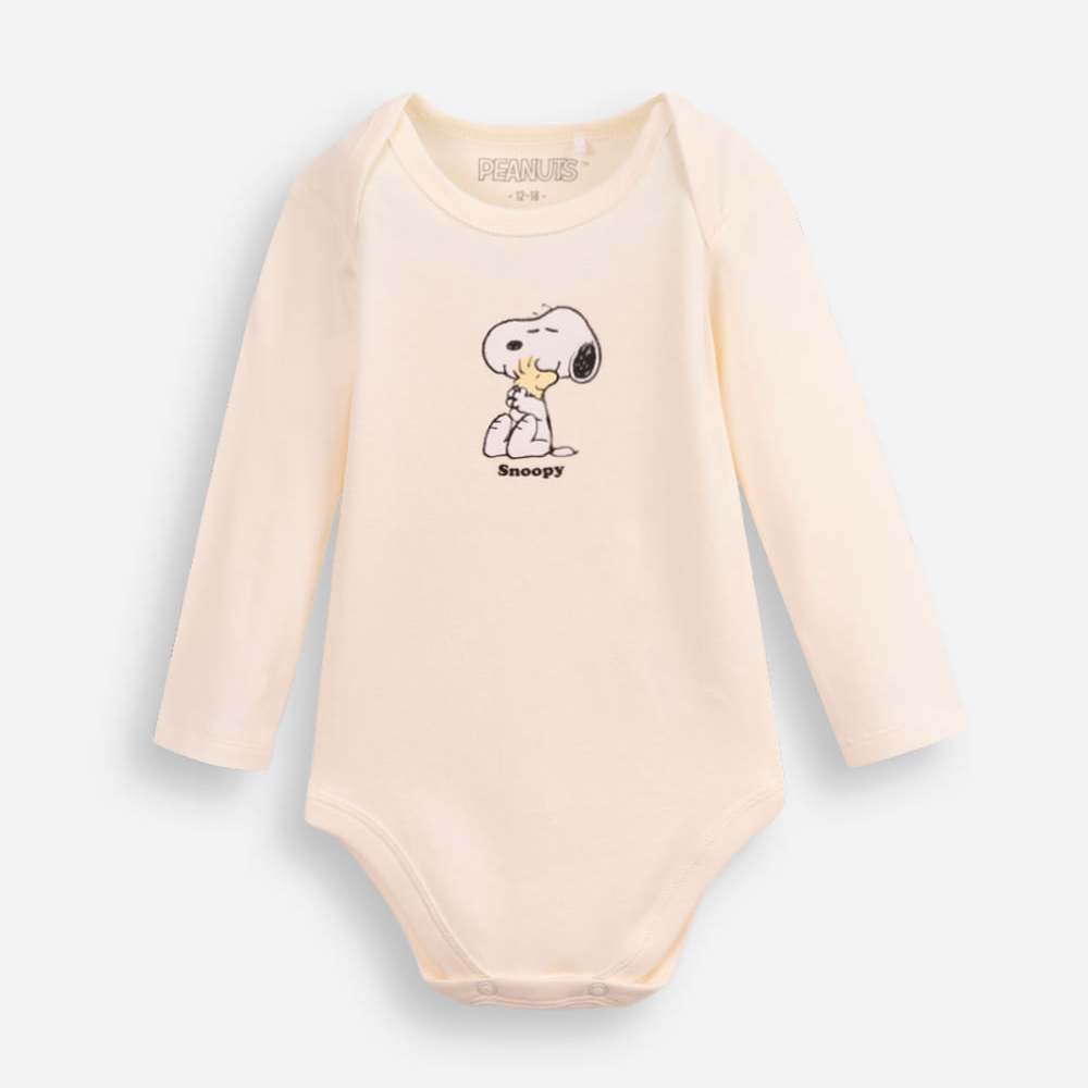 Body infantil de algodão snoopy off white Body infantil de algodão snoopy off white