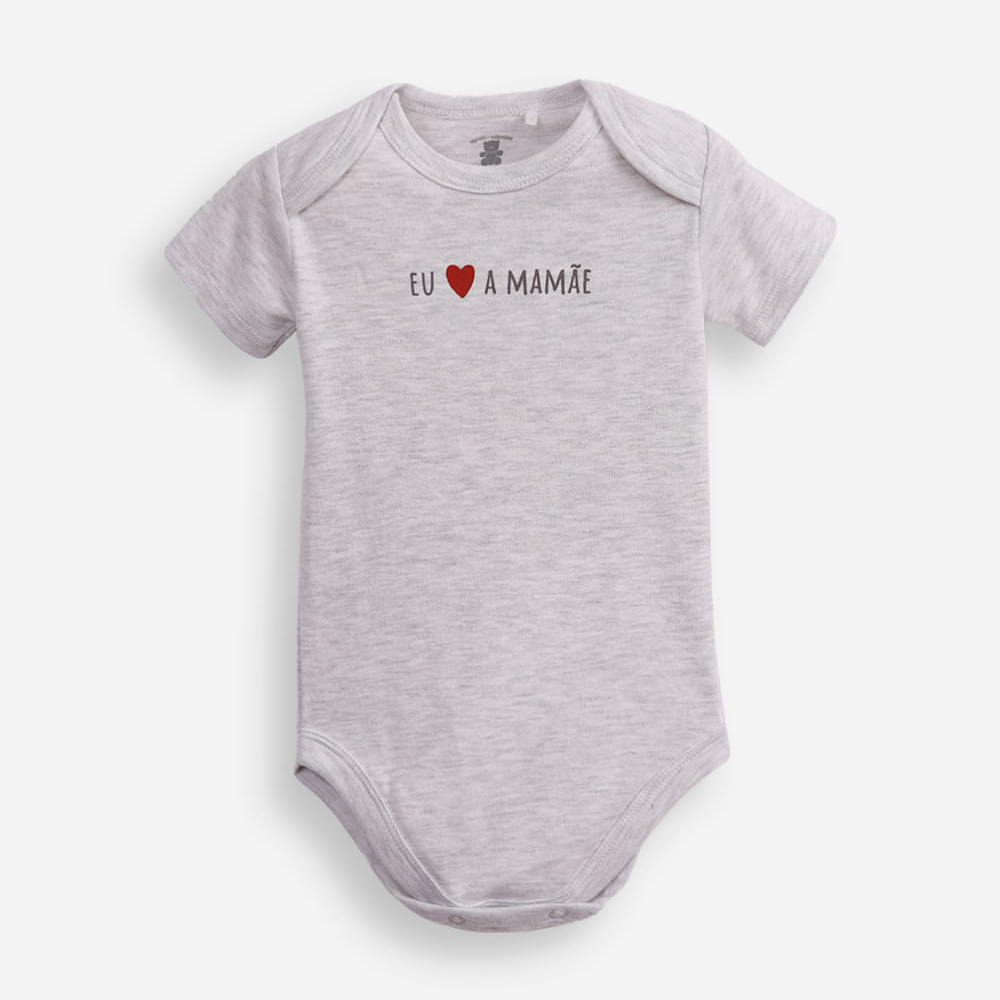 Body infantil de algodão eu amo a mamãe cinza Body infantil de algodão eu amo a mamãe cinza