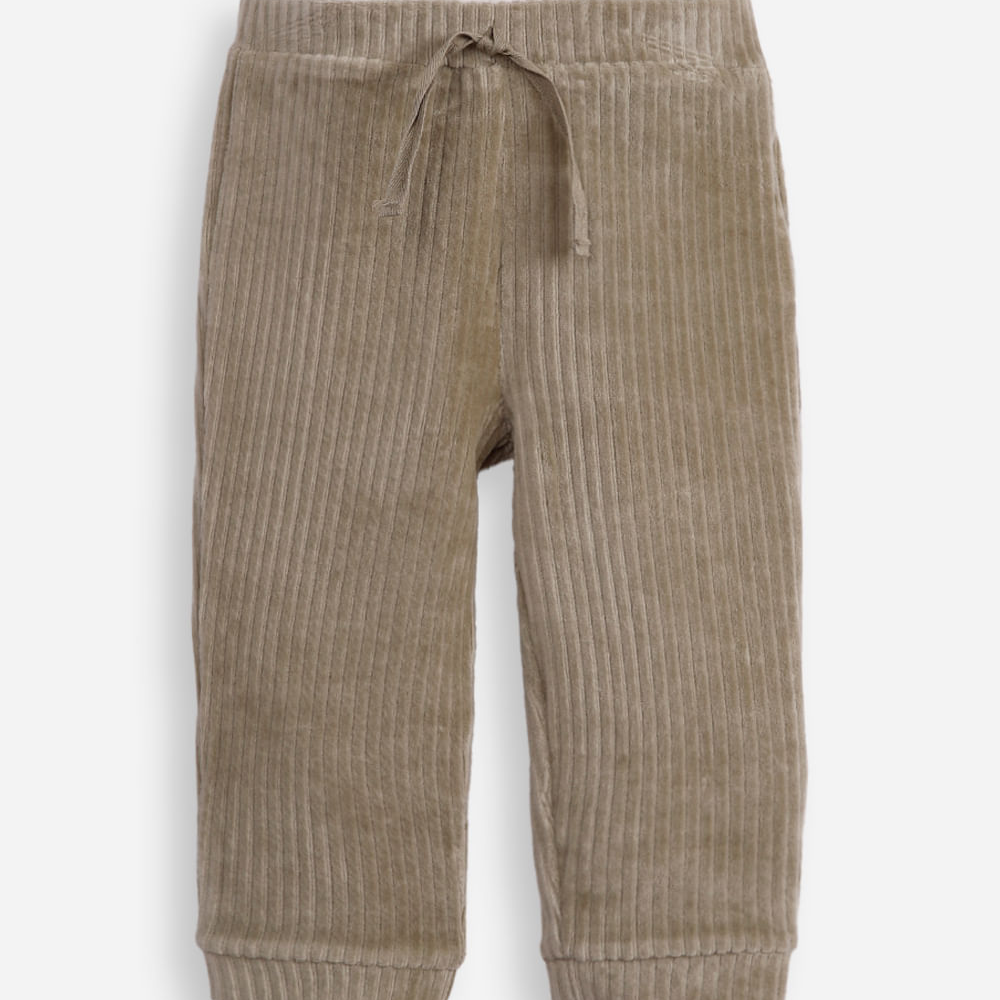 Calça jogger infantil de pelúcia texturizada verde Calça jogger infantil de pelúcia texturizada verde